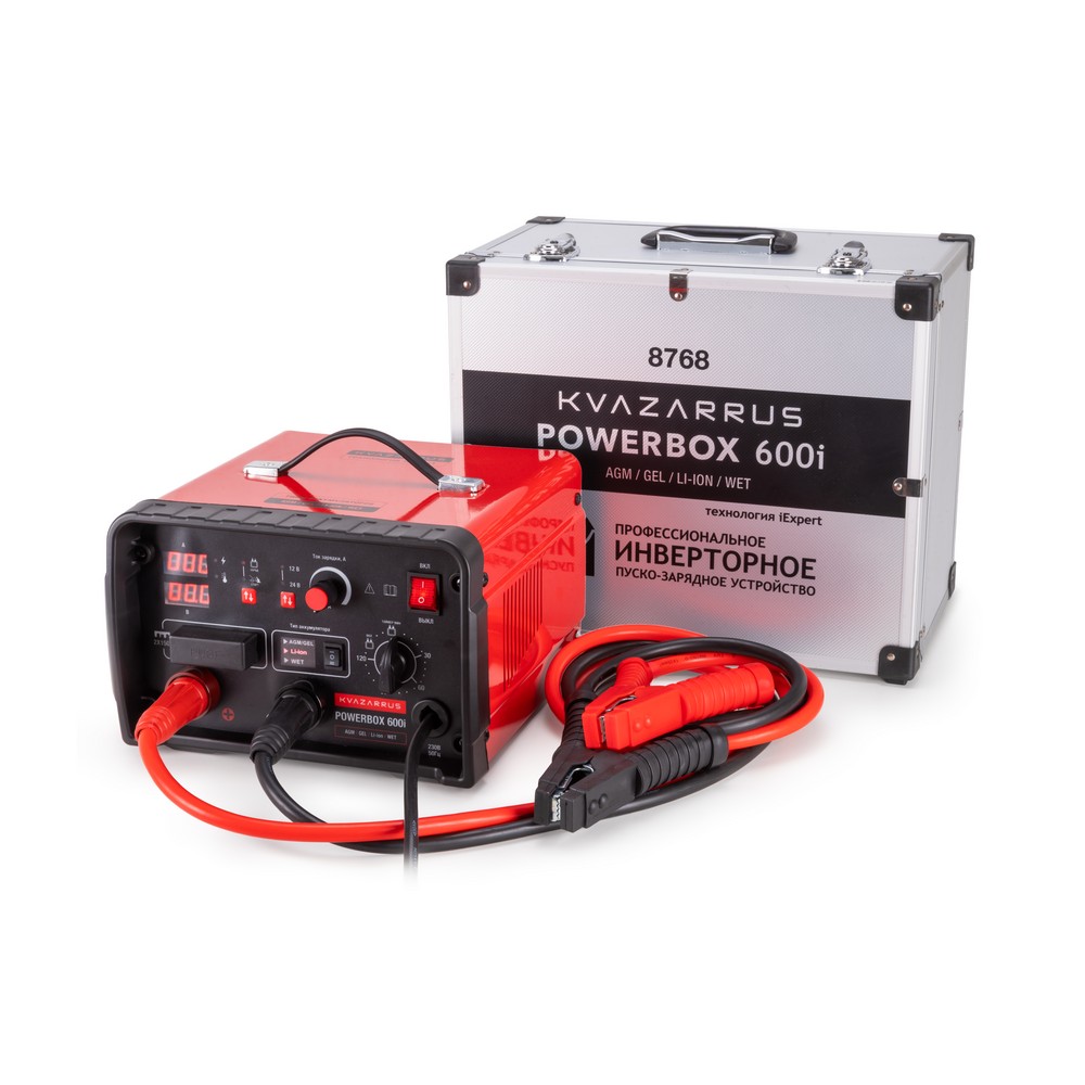 Пуско-зарядное устройство KVAZARRUS PowerBox 600I (аккум. 40-1200В/Ач, пуск.ток 600А)