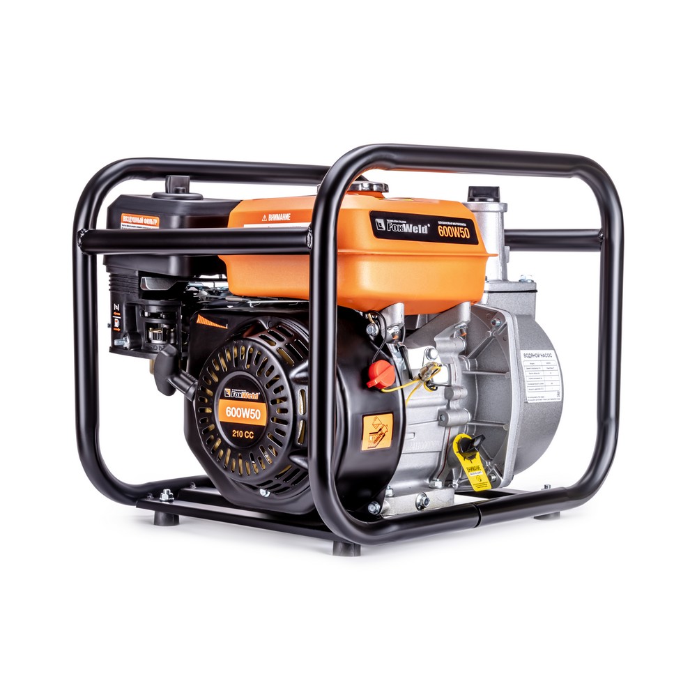Мотопомпа бензиновая FoxWeld 600W50 (600л/мин, 36куб.м/час, чист. вода) 