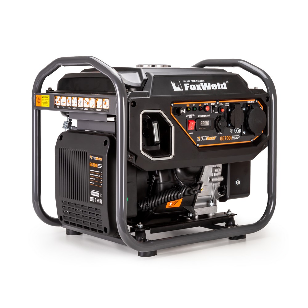 Генератор Foxweld G5700i инверторный (4,5/5 кВт, 45 кг, без колёс, ручной стартер)