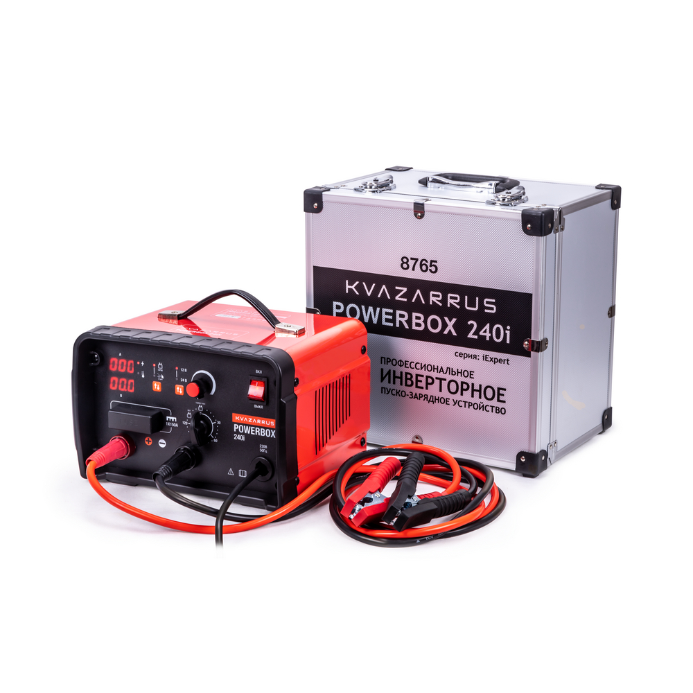 Пуско-зарядное устройство KVAZARRUS PowerBox 240I (аккум. 40-700В/Ач, пуск. ток 240А) алюм.кейс